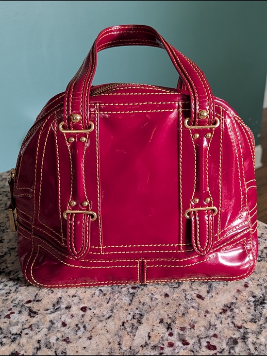 Maxx New York Handbags - Maxx New York Red Patent Leather Bowling Satchel Bag EUC Y2K